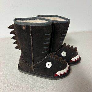 Emu Little Creatures Dinosaur Boots Kid's K10 Brown Suede Merino Wool Lining